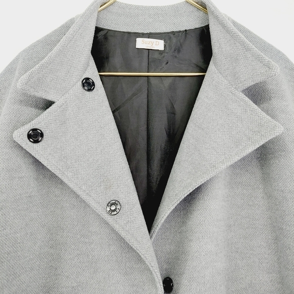 Suzy D Gray Black Color Block Snap Long Sleeve Winter Coat  Z72 - Picture 2 of 8